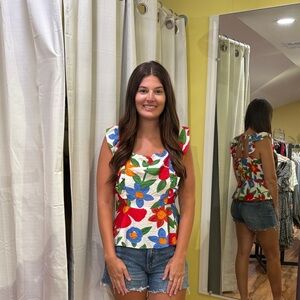 Floral Sleeveless Top - Multicolor